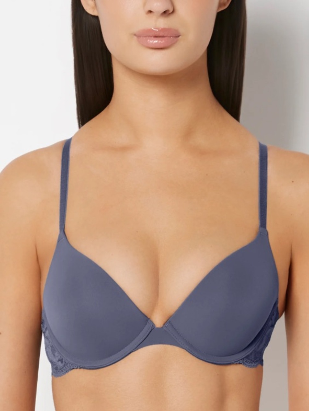 La Senza Smooth Push Up Obsession Plunge Bra - Lace - Slate Gray
